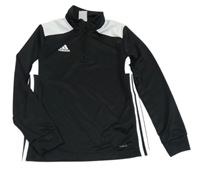 Černo-bílá sportovní funkční mikina s logem a pruhy Adidas