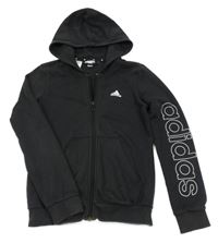 Černá propínací mikina s logem a kapucí Adidas