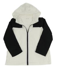 Bílo-černá šusťáková zateplená bunda s kapucí shein