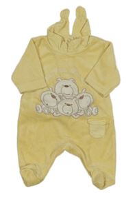 Žlutý sametový overal s medvědy 