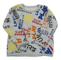 Šedá mikina s barevnými nápisy dunnes