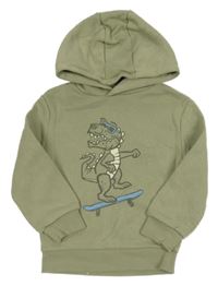 Khaki mikina s dinem a kapucí Primark