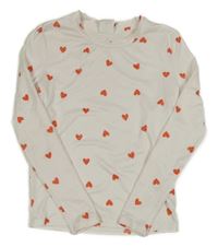 Bílé triko s červenými srdíčky shein