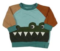 Modro-hnědo-béžová mikina s krokodýlem Next