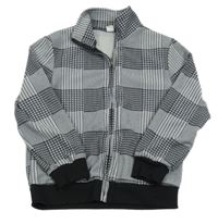 Černo-šedá vzorovaná lehká kostkovaná bunda shein