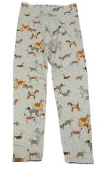 Šedé melírované legíny s pejsky Tu