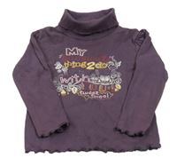 Fialové triko s nápisem a rolákem C&A