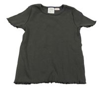 Tmavošedé žebrované tričko Zara