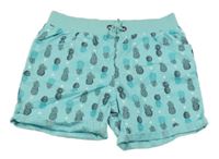 Světlemodré plátěné kraťasy s ananasy Yigga