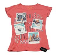 Nové - korálové tričko s obrázky dunnes