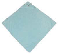 Světlemodrá plyšová zavinovací deka s kapucí - medvěd 