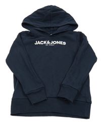 Tmavomodrá mikina s logem a kapucí Jack & Jones