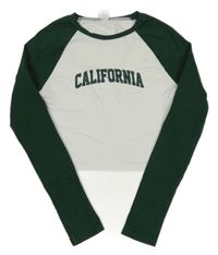 Bílo-zelené crop triko s nápisem shein