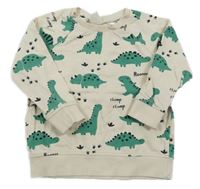Smetanová mikina se zelenými dinosaury H&M