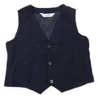 Tmavomodrá společenská lněná vesta H&M