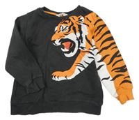 Antracitová mikina s tygrem H&M