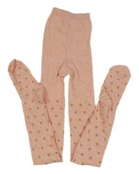 Růžové melírované punčocháče se zlatými puntíky Primark