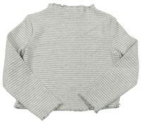 Světlešedo-stříbrné pruhované žebrované triko Matalan