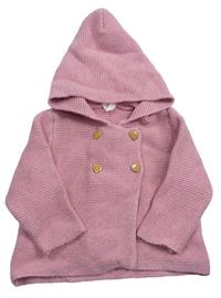 Starorůžový propínací svetr s kapucí H&M
