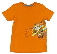 Oranžové tričko se skateboardem Nutmeg