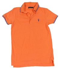 Neonově oranžové polo tričko s výšivkou zn. Next