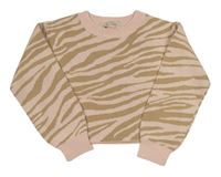 Růžovo-hnědý pruhovaný crop svetr H&M