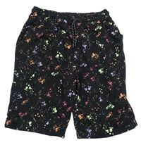 Černo-barevné teplákové kraťasy s fleky Primark