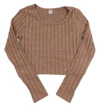 Starorůžové žebrované úpletové crop triko zn. Shein