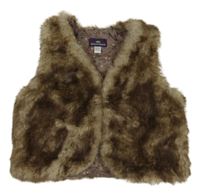 Hnědá kožešinová podšitá vesta 