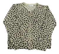 Smetanovo-černo-hnědý propínací svetr s leopardím vzorem H&M