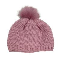 Růžová čepice s bambulí 
