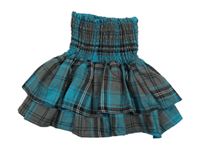 Světlemodro-šedo-černá kostkovaná vrstvená sukně 