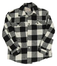 Bílo-černá kostkovaná vlněná košilová bunda Only 