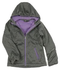 Šedo-fialová softshellová funkční bunda s kapucí Crane