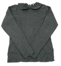 Šedý žebrovaný svetr s límečkem Next