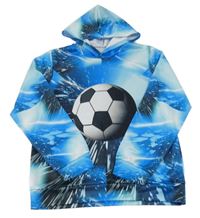 Světlemodrá vzorovaná mikina s míčem a kapucí 