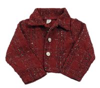 Vínovo-černé třpytivé kostkované bolerko Shein