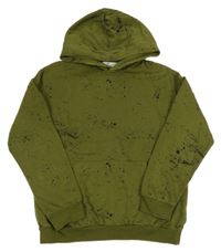 Khaki-černá mikina s fleky a kapucí H&M