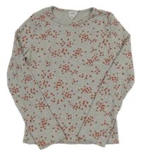 Šedé žebrované květované triko Zara