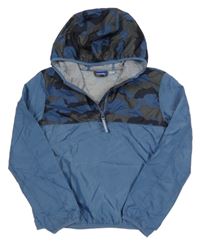 Modro-antracitovo-tmavomodrá šusťáková jarní bunda s army kapucí Pepperts