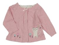 Světlerůžová propínací mikina s kočičkou 