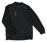 Tmavošedo-černá sportovní propínací mikina Kipsta 