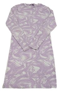 Lila-bílé vzorované žebrované šaty George