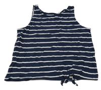 Tmavomodro-bílý pruhovaný crop top C&A
