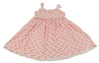 Bílo-neonově růžové šaty s motýlky Dopodopo