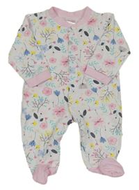 Světlerůžovo-bílo-barevný květovaný overal 