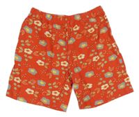 Červené květované pyžamové kraťasy 
