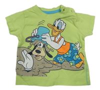 Světlezelené tričko s Donaldem a Goofym Disney