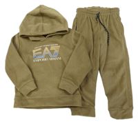 2set - Hnědá mikina a s potiskem a kapucí + tepláky Emporio armani 