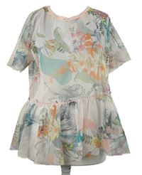 Dámská světlerůžová květovaná tylová peplum halenka Next 